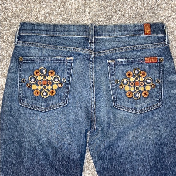 7 for all man kind jeans, bootcut, sz 29, 30 long - Picture 1 of 11